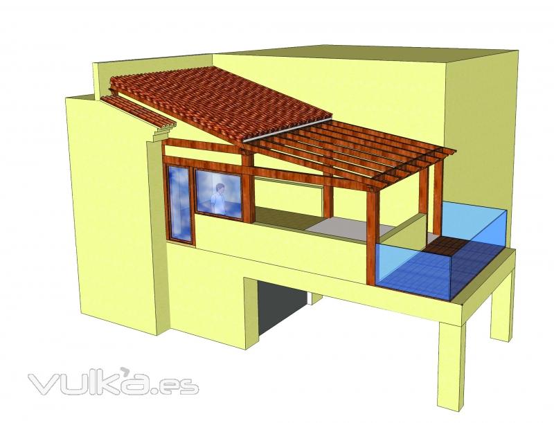 proyecto de cerramiento y pergola porta toldo