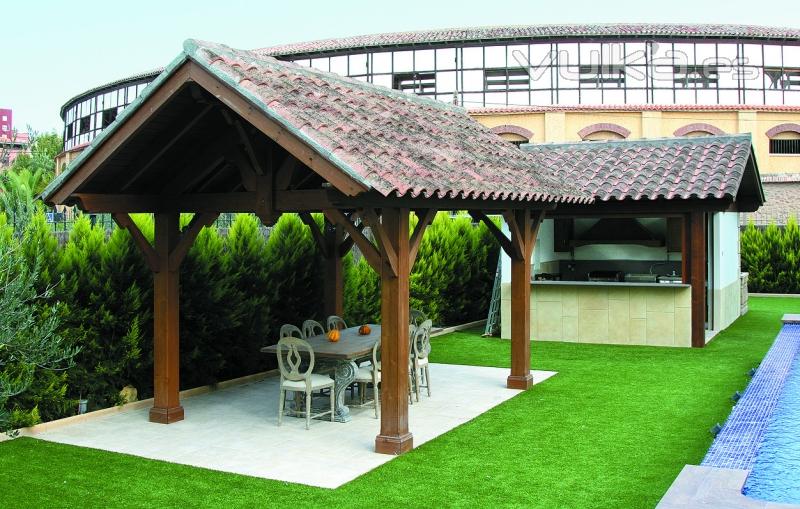 Pergola rustica con chiringuito vip de uso privado