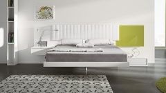Muebles dormitorio con detalle cabezal en verde