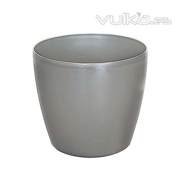 Maceta de plastico 14 gris acero en lallimona.com