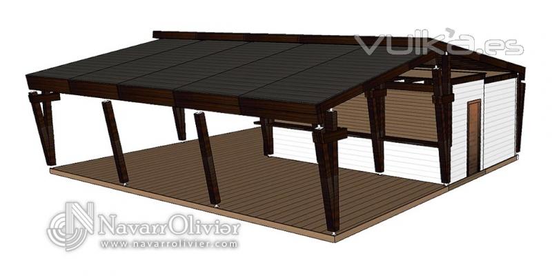 plano y proyecto de chiringuito de madera desmontable