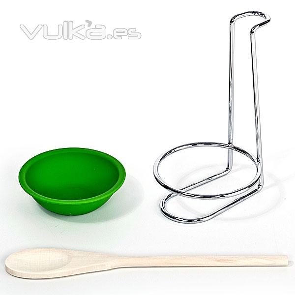 Soporte cuchara de silicona verde en lallimona.com detalle2