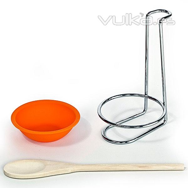 Soporte cuchara de silicona naranja en lallimona.com detalle2