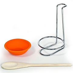 Soporte cuchara de silicona naranja en lallimonacom detalle2