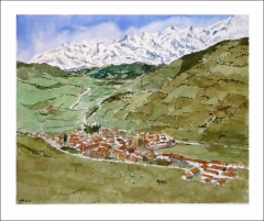 Potes, cantabria, acuarela