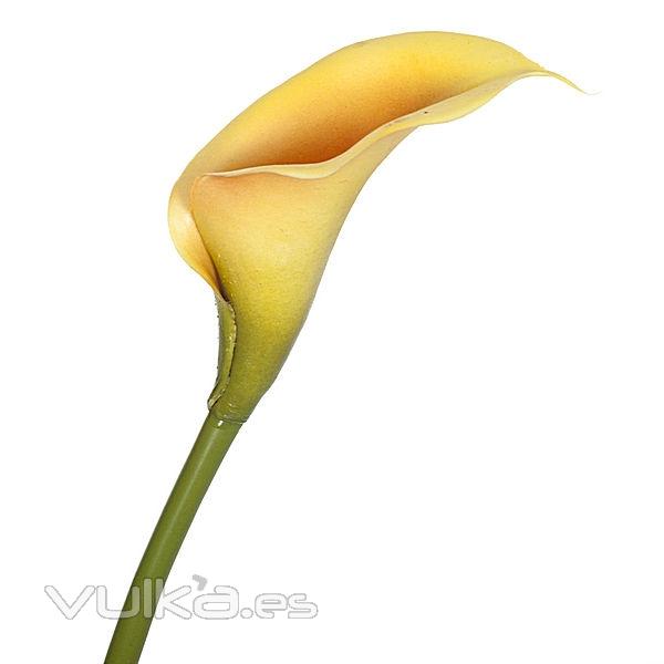 Flor artificial cala pequeña amarilla en lallimona.com