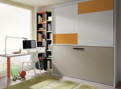 Dormitorio juvenil con litera abatible puertas correderas