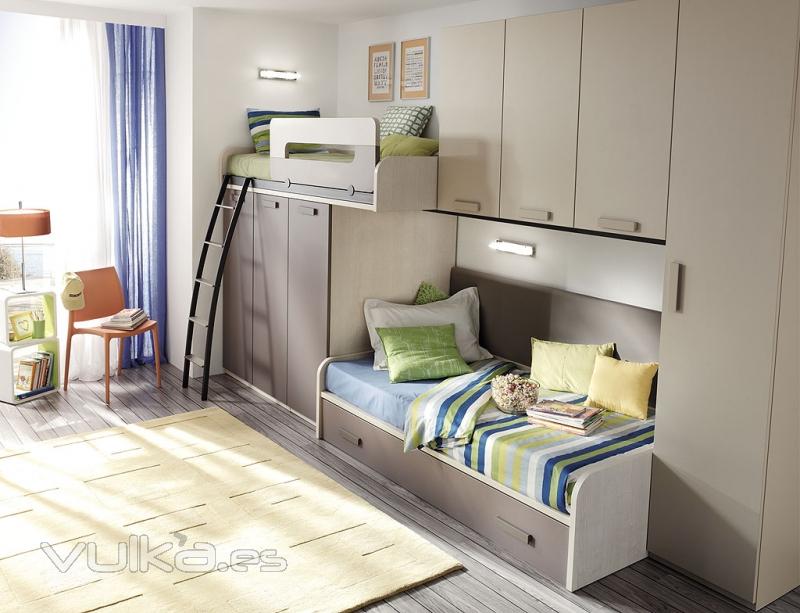 Dormitorio juvenil con altillo puente del catalogo Slang