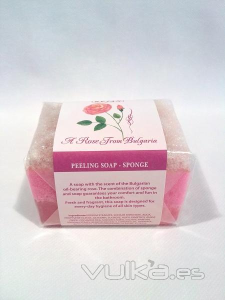 Jabón Esponja Peeling Rosa Damascena