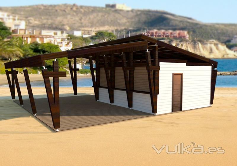 casa de madera en la playa