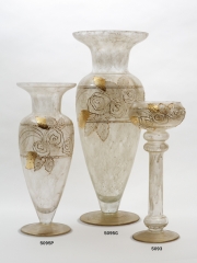 Jarrones y candelabro en cristal decorado toscana