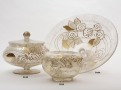 Plato y cajas en cristal decorado toscana
