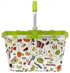 Cesta para la compra estructura de acero pintado y revestida de tela estampada medidas: 40 x 22 x 2