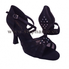 Zapato de saten negro para baile de salon latino con cristales swarovski visite wwwstephaniees