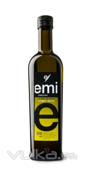 Aceite arbequina. Aceite de oliva virgen extra EMI