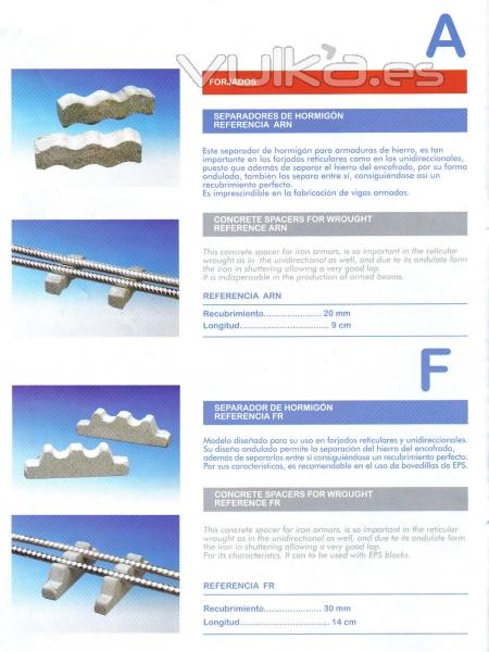 Separadores dobles, triples para forjados, nervios y vigas