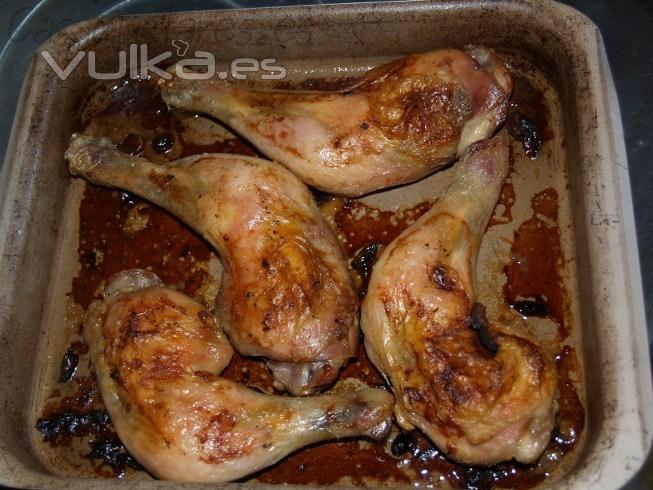 muslos de pollo asado