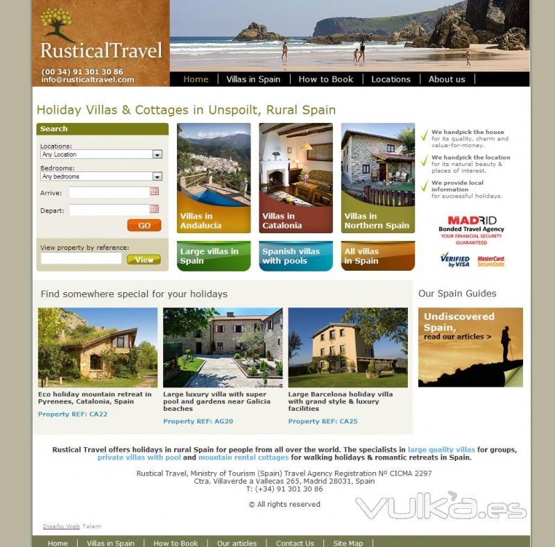 Desarrollo de la web RusticalTravel. Diseño www.talem.es