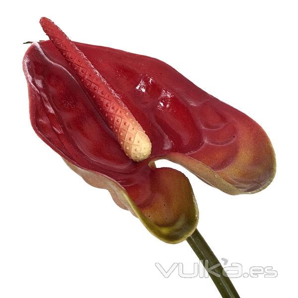 Flor artificial anthurium burdeos 40 en lallimona.com