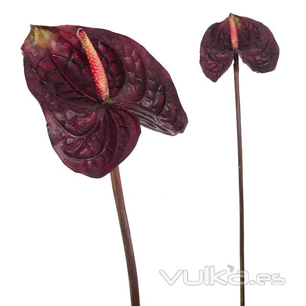 Flor artificial anthurium burdeos 65 en lallimona.com detalle1