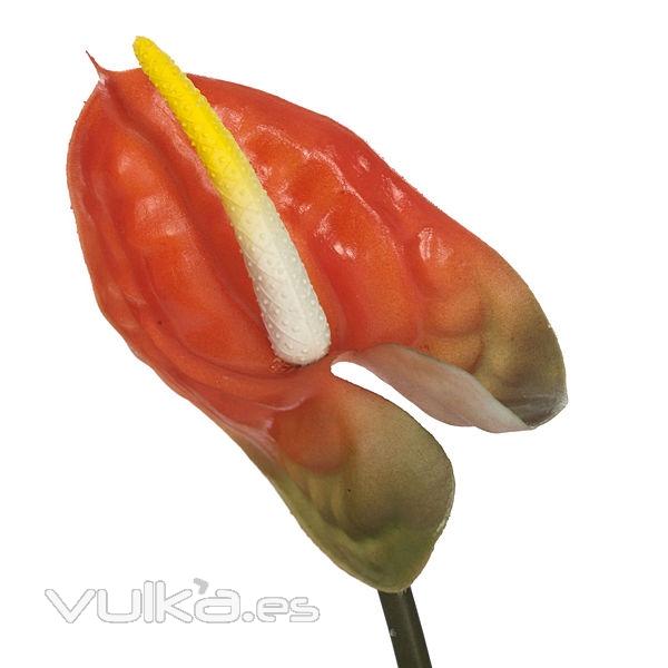 Flor artificial anthurium naranja 40 en lallimona.com