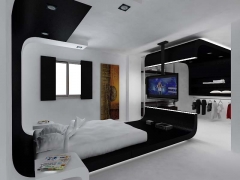 Dormitorio ppal con vestidor visto, diseno exclusivo para vivienda unifamiliar