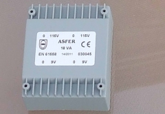 Transformador Extraplano 2x115V/ 2x9 V 18 VA