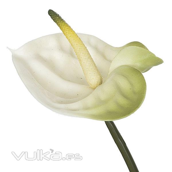 Flor artificial anthurium blanco 40 en lallimona.com