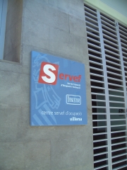 Rotulo corporativo servicio valenciana de empleo servef bandeja serigrafiada rotulos cebra