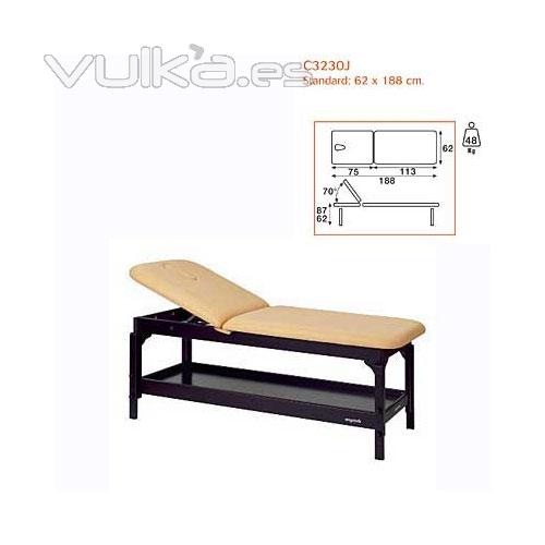 Camilla fija madera 2 cuerpos ECOPOSTURAL, respaldo sup. elevable 70 grados, altura regulable 62 a 8