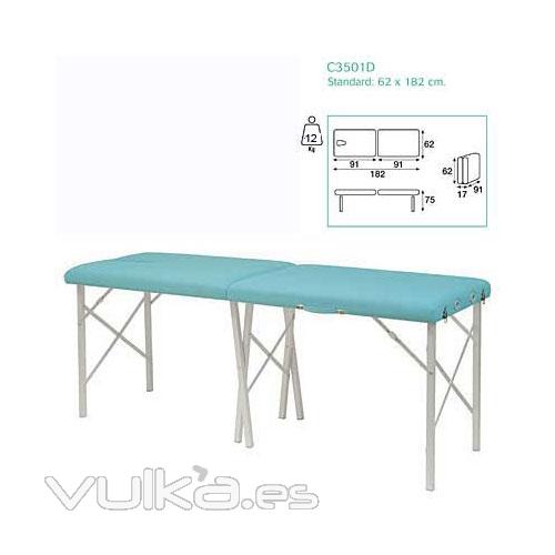 Camilla plegable aluminio ECOPOSTURAL altura fija 75 cm., funda protectora y tapon hueco facial incl