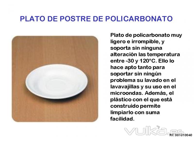 PLATO DE POSTRE POLICARBONATO NO TRANSMITE EL CALOR