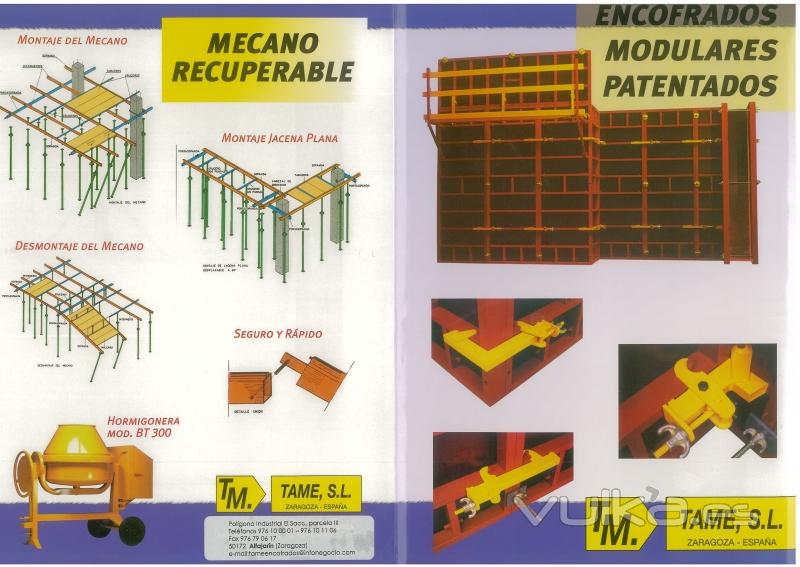 Fabricantes de encofrados TAME,S.L. Encofrados; Catlogo genrico TAME,S.L. Sistemas de encofrado.