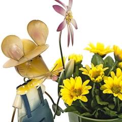 Maceta metal raton chico con flor 20 en lallimonacom detalle2