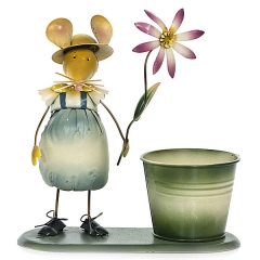 Maceta metal raton chica con flor 20 en lallimona.com detalle1