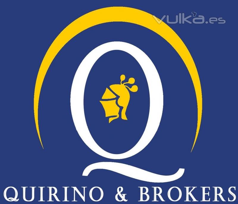 QUIRINO & BROKERS - Logo Corporativo azul, amarillo y blanco