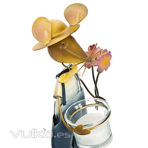 Portavelas metal raton chico flores 20 en lallimona.com detalle1