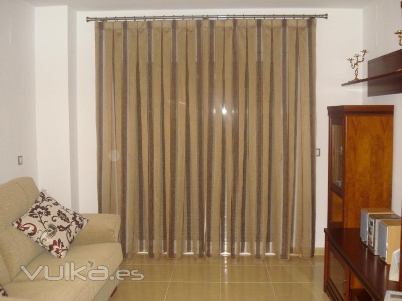 Ambiente cortina organza fantasia, confeccion tabln - Barra 30 mm, latn envejecido - Decoracin ve