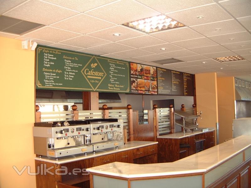 Rtulo  para interior cafeteria estacin de servicio, de estilo pizarra inglesa. Rtulos Cebra.