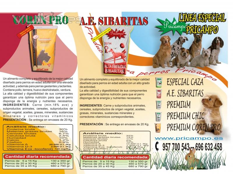 TRIPTICO 3 TIPOS DE PIENSOS PARA PERROS  ALTA CALIDAD