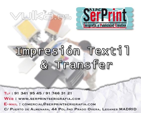 Impresion textil, transfer, camisetas .Serprint serigrafia