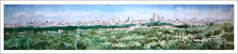 Panormica de Madrid, acuarela