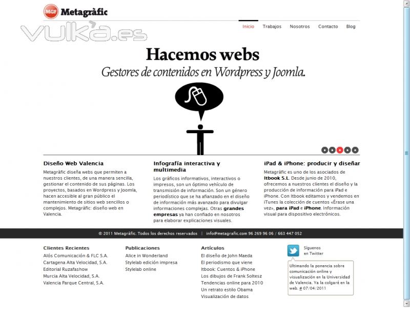 Programacin plantilla WordPress de la web: http://www.metagrafic.es