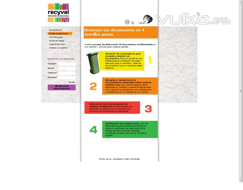 Programacin plantilla WordPress de la web: http://www.recyval.es