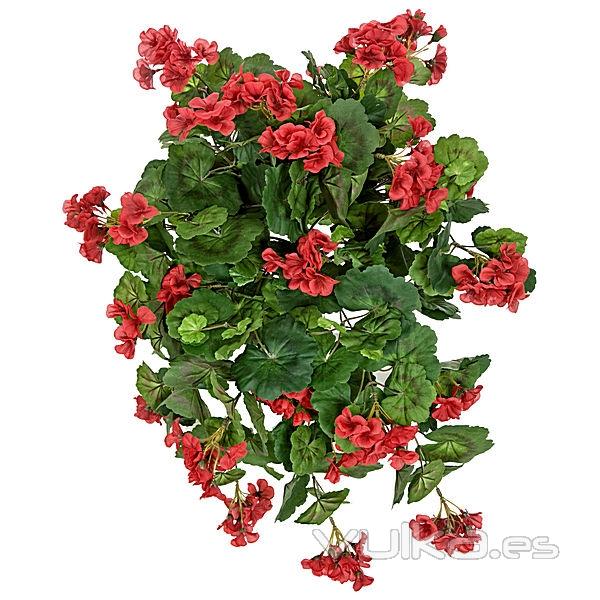 Planta artificial colgante geranios rojos en lallimona.com
