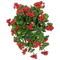 Planta artificial colgante geranios rojos en lallimona.com