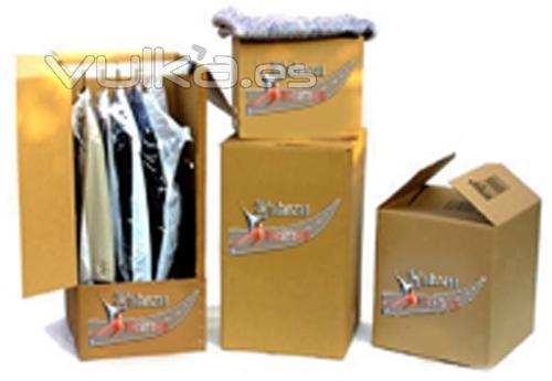 Cajas para su mudanza, de todo tipo incluso tenemos cajas armario para guardar su ropa en perchero