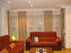 Comedor salon - diseno panel japones, coordinado bordado y liso