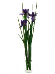 Iris artificiales de calidad. jarron iris artificiales con agua simulada oasisdecor.com