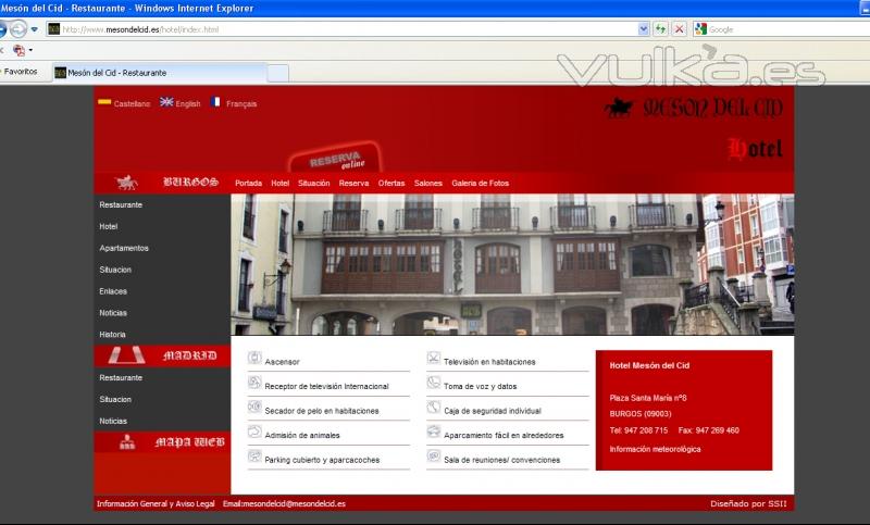 web con gestor de contenidos y reservas on line www.mesondelcid.es